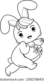 Valentine Day Coloring Page with cute bunny