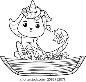 Valentine Day Coloring Page with cute unicorn