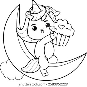 Valentine Day Coloring Page with cute unicorn