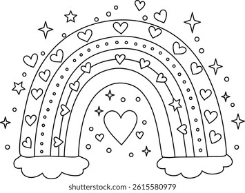 valentine day coloring page, rainbow and hearts. you can print it on standard 