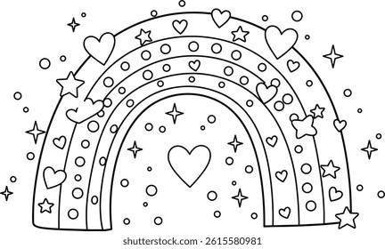 valentine day coloring page, rainbow and hearts. you can print it on standard 