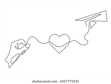 valentine day concept hand sending paper postcard love heart symbol message.	