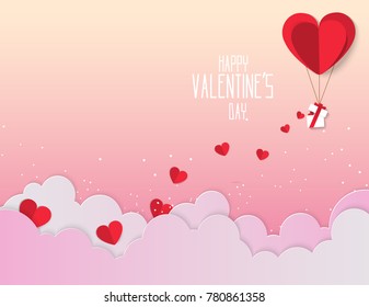 Valentine day ,Concept sweetheart beside the bicycle and tree on the world . Paper art style vector illustration.