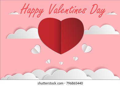 valentine day concept,red heart shape paper art design, love background