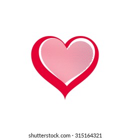 Valentine day conceptual vector art illustration,  loving heart isolated on white background. Love theme romantic element, beautiful valentine heart.