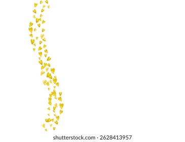 Valentine Day Confetti. Abstract Poster For Present. Special Frame. Gold Happy Splatter. Modern Design For Mom. Yellow Romance Border. Golden Valentine Day Confetti.