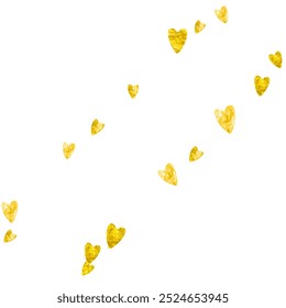 Valentine Day Confetti. Beautiful Concept For Girl. Romance Frame. Yellow Art Splatter. Fashion Banner For Anniversary. Gold Random Design. Golden Valentine Day Confetti.