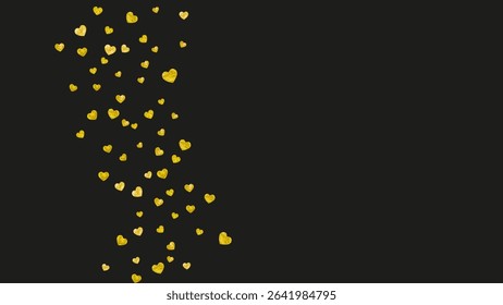 Valentine Day Confetti. February Poster For Celebration. Modern Frame. Yellow Happy Painting. Grunge Border For Party. Golden Graphic Sparkle. Gold Valentine Day Confetti.