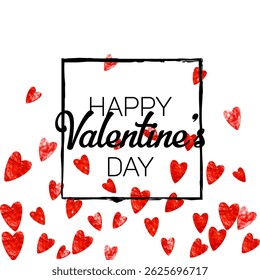 Valentine Day Confetti. Romantic Concept For Mother. Romance Frame. Pink Retro Illustration. February Decoration For Anniversary. Red Modern Sparkle. Rose Valentine Day Confetti.