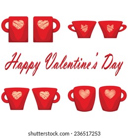 valentine day couple of cups white background.