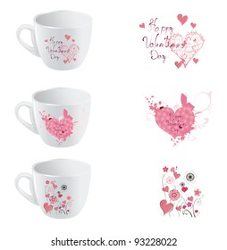 valentine day cup  design set