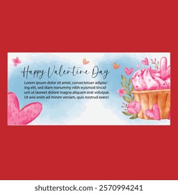 Valentine Day cupcake design vector illustration, Happy Valentine Day vector, cupcake design