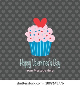 Valentine Day Cupcake Vector Card Background