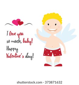 Valentine Day cupid angel cartoon style vector illustration