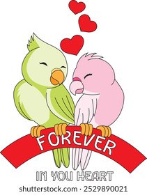 Valentine day cute love birds couple vector