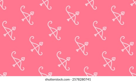 Valentine Day cute seamless pattern with bow and arrow illustration. Bow and arrow hand drawn illustration. Perfect for Valentine day event, wrapping paper, fabric, wallpaper, textile