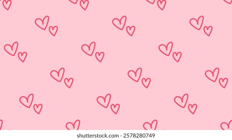 Valentine Day cute seamless pattern with heart illustration. Heart hand drawn illustration. Perfect for Valentine day event, wrapping paper, fabric, wallpaper, textile