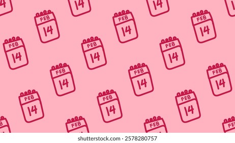 Valentine Day cute seamless pattern with calendar illustration. Calendar hand drawn illustration. Perfect for Valentine day event, wrapping paper, fabric, wallpaper, textile