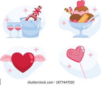 Valentine day decoration vector set