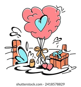 Valentine Day Delight Professionally Crafted Flat Illustrations for Eye catching Web Advertising
