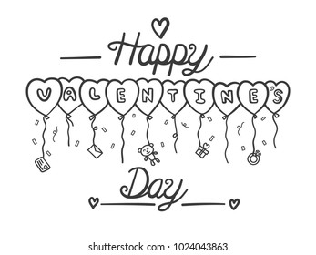 Valentine day doodle hand draw for decoration. vector illustration. 