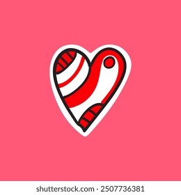 valentine day Doodle heart illustration, heart shape isolated on pink background.
