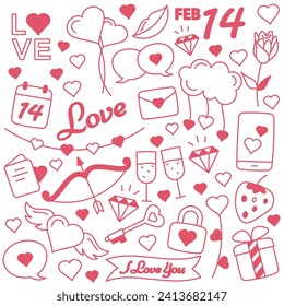 Valentine day doodle vector ilustration