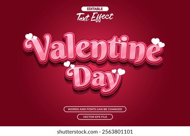 Valentine day editable text effect with red background 