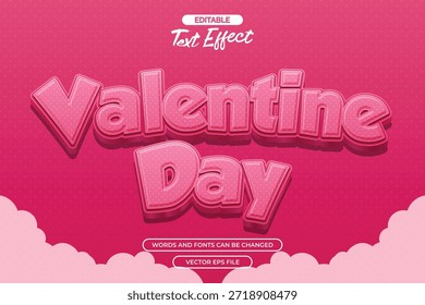 Efecto de texto editable de San Valentín con estilo de texto rosa 3d