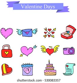 Valentine day element collection stock