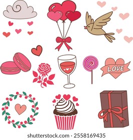 Valentine day elements vector art