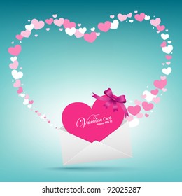 Valentine day envelope letter pink Greeting card vector illustration