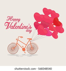 Valentine day flat icon with bicycle and heart