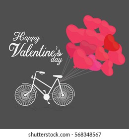 Valentine day flat icon with bicycle and heart