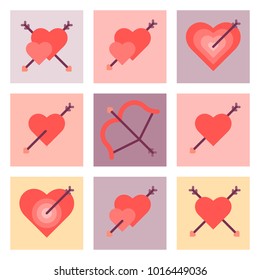 Valentine Day Flat Icon Set