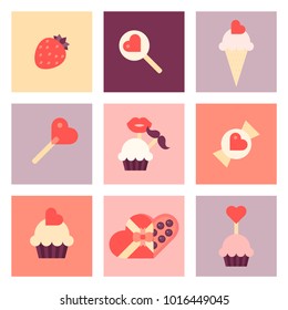 Valentine Day Flat Icon Set