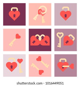 Valentine Day Flat Icon Set