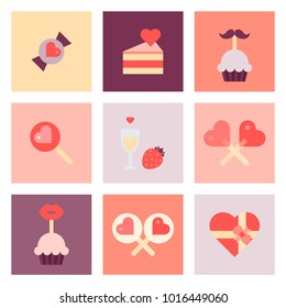Valentine Day Flat Icon Set
