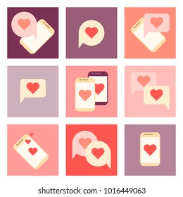 Valentine Day Flat Icon Set