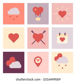Valentine Day Flat Icon Set