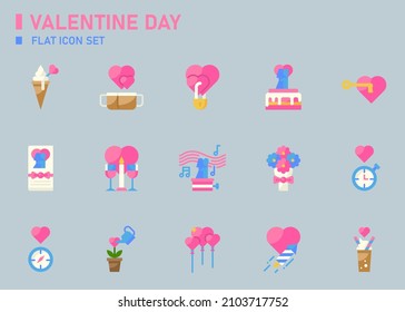 Valentine day flat icon set.