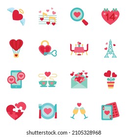 Valentine day flat icon set 1.