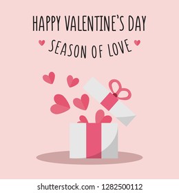 Valentine Day Flat Open Gift Illustration