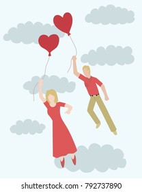 Valentine day fly with balloon love vector at