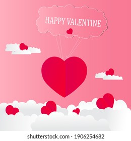 valentine day flying with cloud and heart. vector