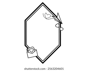 Valentine Day Frame Heart Black and White