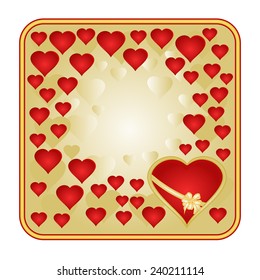 Valentine day frame of heart  golden background place for text vector illustration 