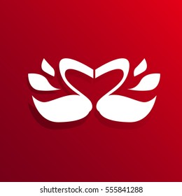 Valentine Day Gift Card Holiday Love Heart Shape Banner With Copy Space Flat Vector Illustration