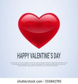 Valentine Day Gift Card Holiday Love Heart Shape Banner With Copy Space Flat Vector Illustration
