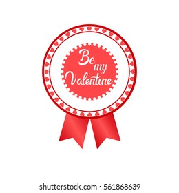 Valentine Day Gift Card Holiday Love Icon Stamp Flat Vector Illustration